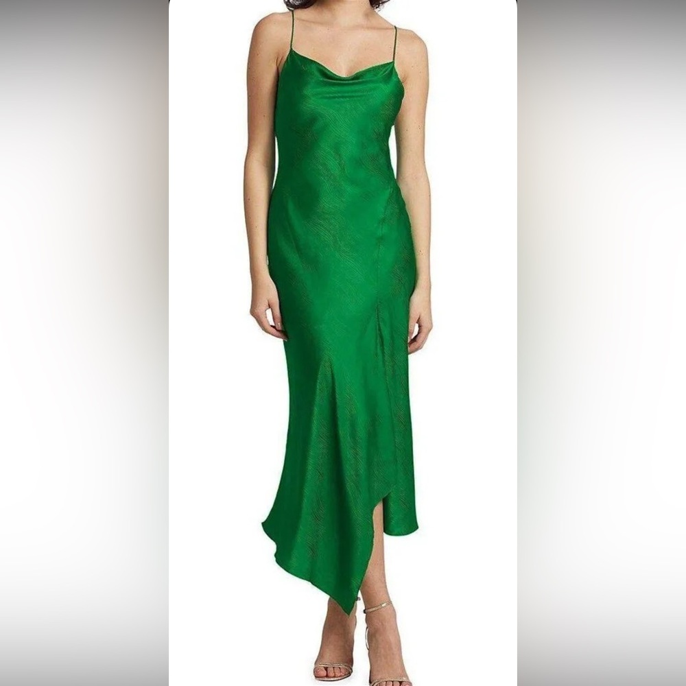 Alice + Olivia Silk Green Midi Dress